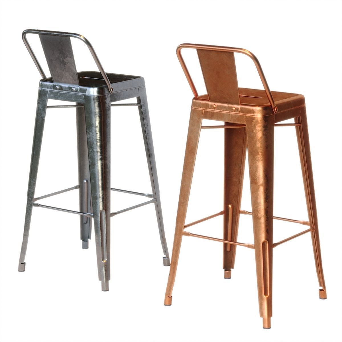 Xavier Pauchard Tolix Style Metal Bar Stool 3D model_2