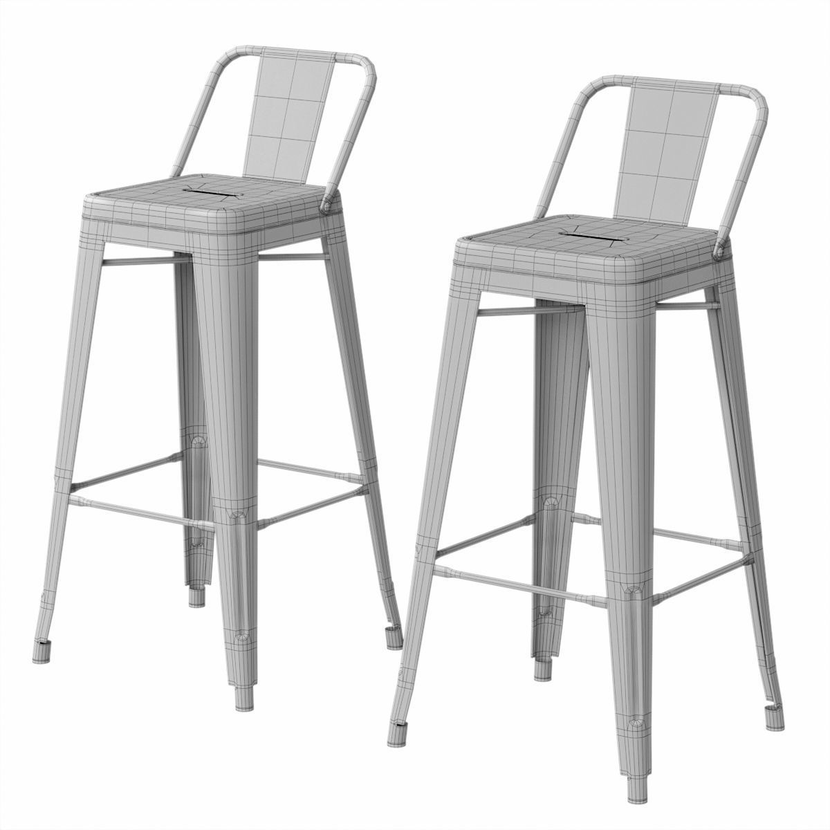 Xavier Pauchard Tolix Style Metal Bar Stool 3D model_5