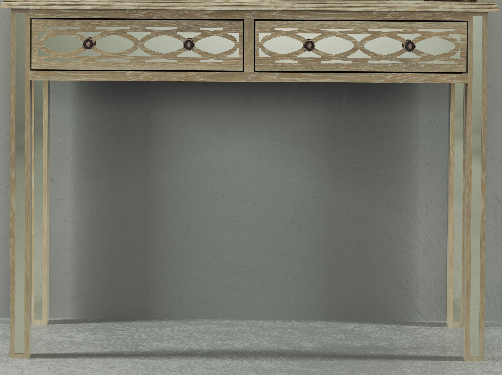 Set-137 console table with two lamps and mirror 3D model_3