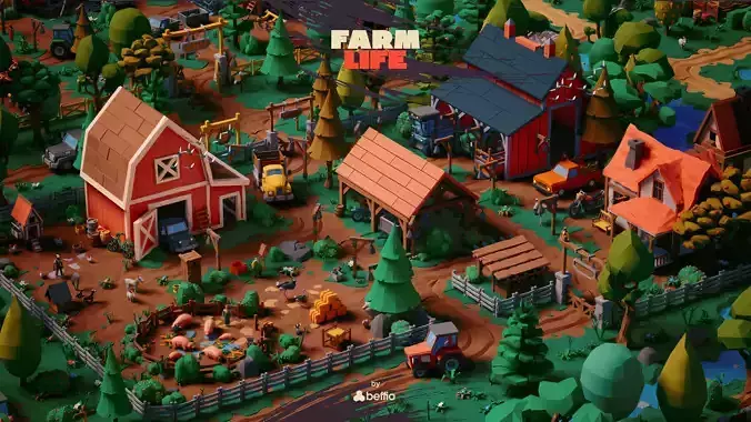 Farm Life - UE4 Unity3D FBX Stylized LowPoly Art Package Low-poly 3D model