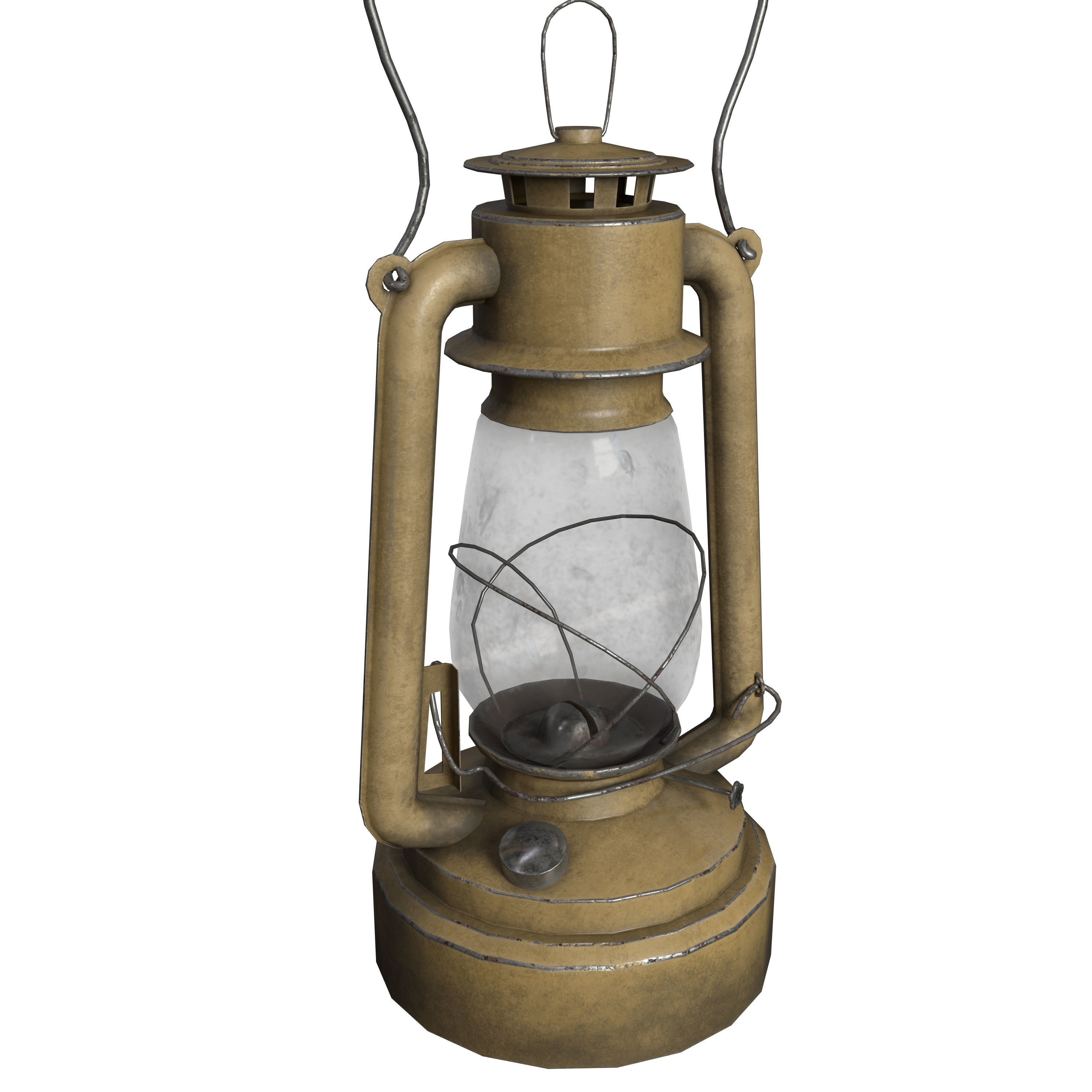 Old Painted Kerosene Lamp - 6 colors Low-poly 3D model_10