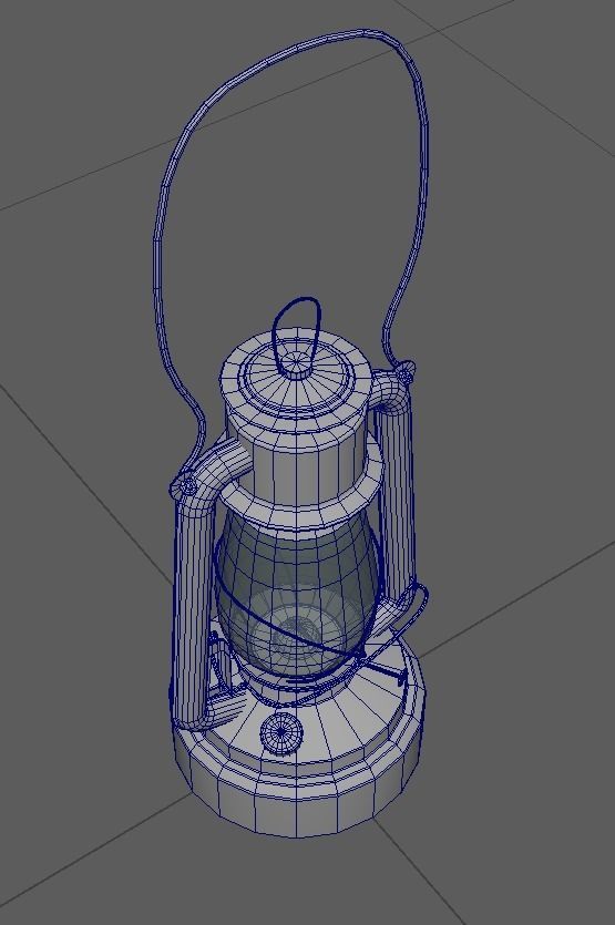 Old Painted Kerosene Lamp - 6 colors Low-poly 3D model_9