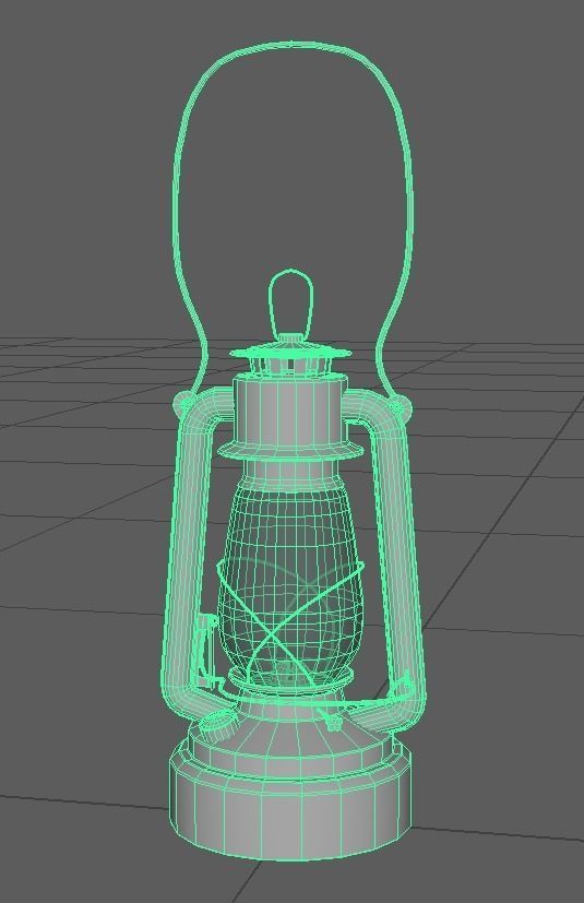 Old Painted Kerosene Lamp - 6 colors Low-poly 3D model_8