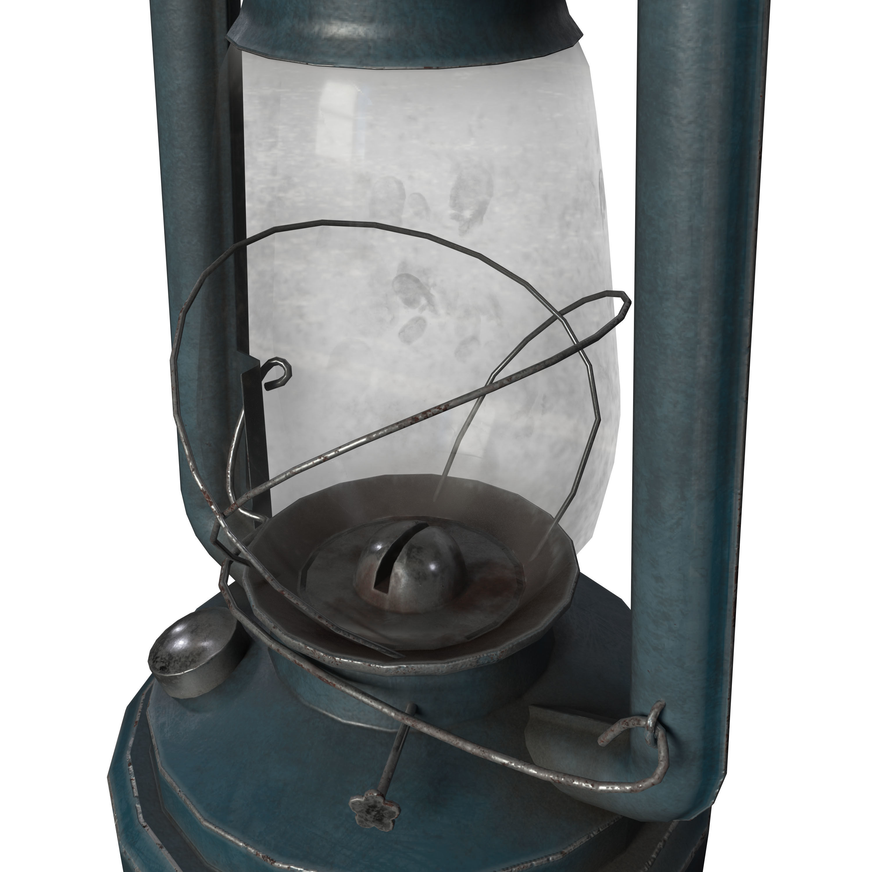 Old Painted Kerosene Lamp - 6 colors Low-poly 3D model_12