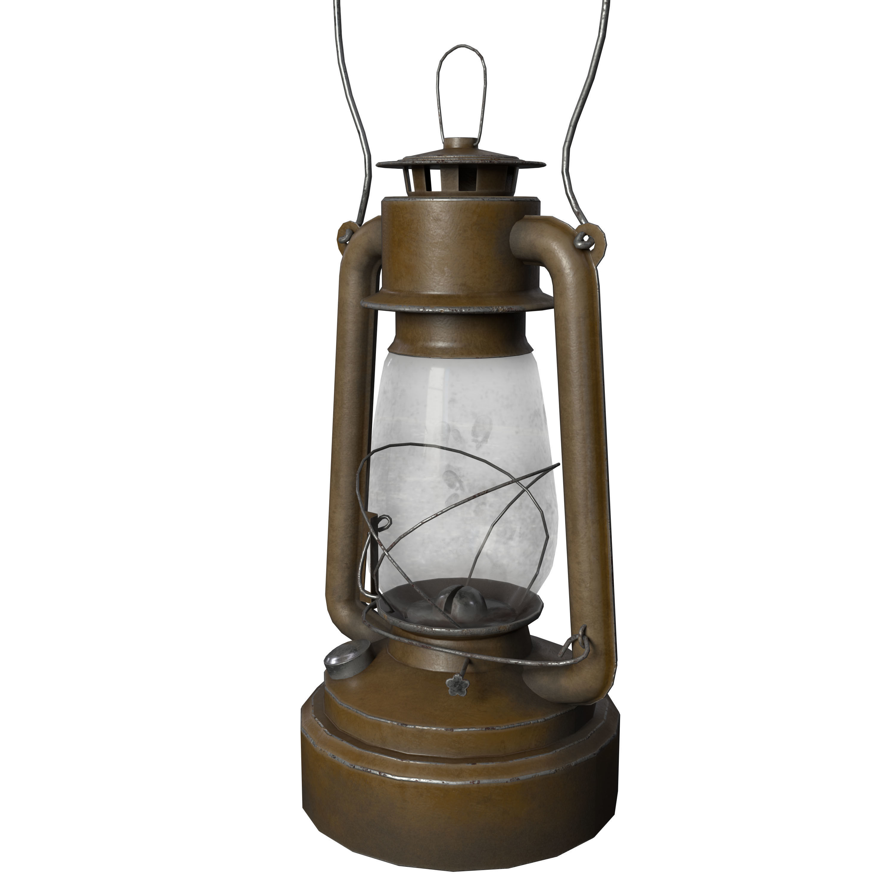 Old Painted Kerosene Lamp - 6 colors Low-poly 3D model_11