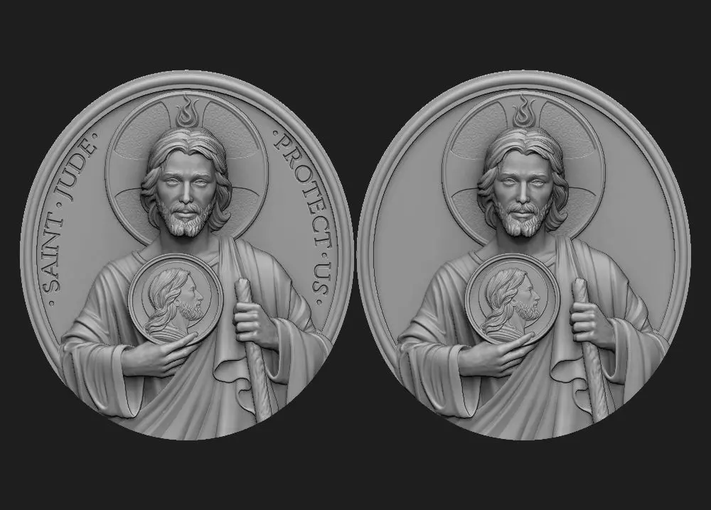 Saint Jude Medallion 3D print model_0