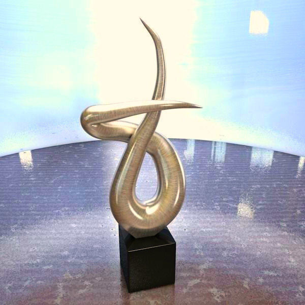 Abstract silver flame home decoration statue 3D model_5