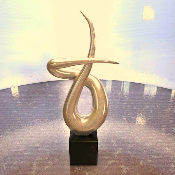 Abstract silver flame home decoration statue 3D model_2