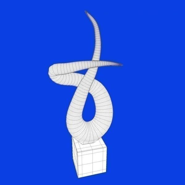 Abstract silver flame home decoration statue 3D model_7