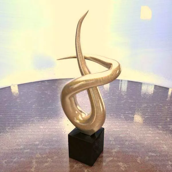 Abstract silver flame home decoration statue 3D model_0