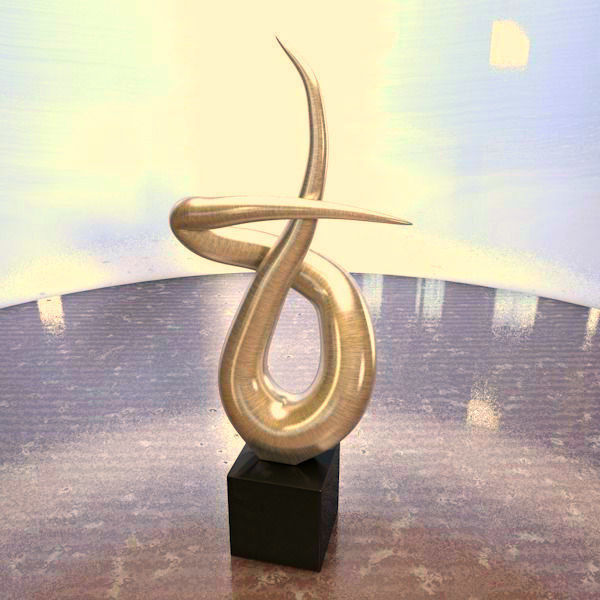 Abstract silver flame home decoration statue 3D model_4