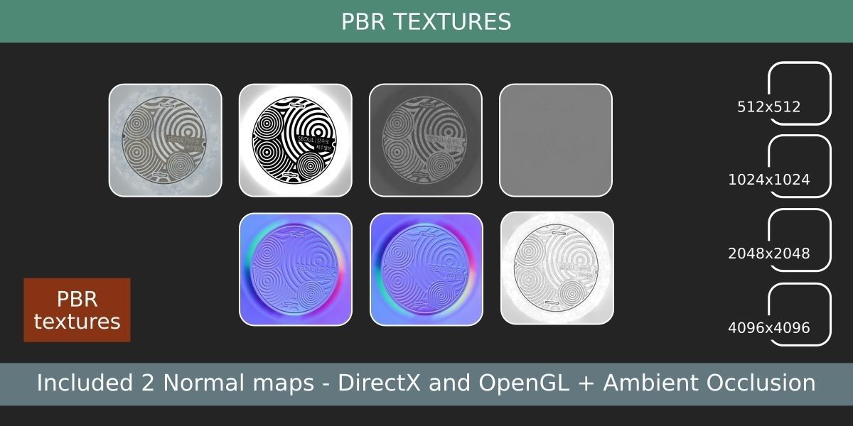 South Korea sewer lid Low-poly 3D model_3