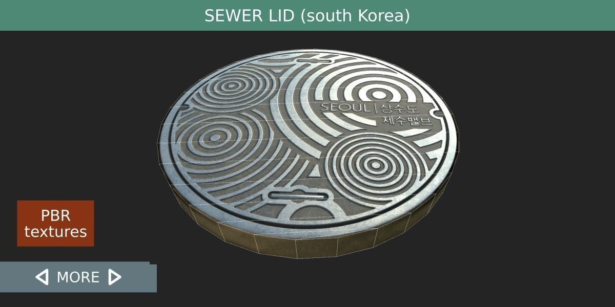South Korea sewer lid Low-poly 3D model_6