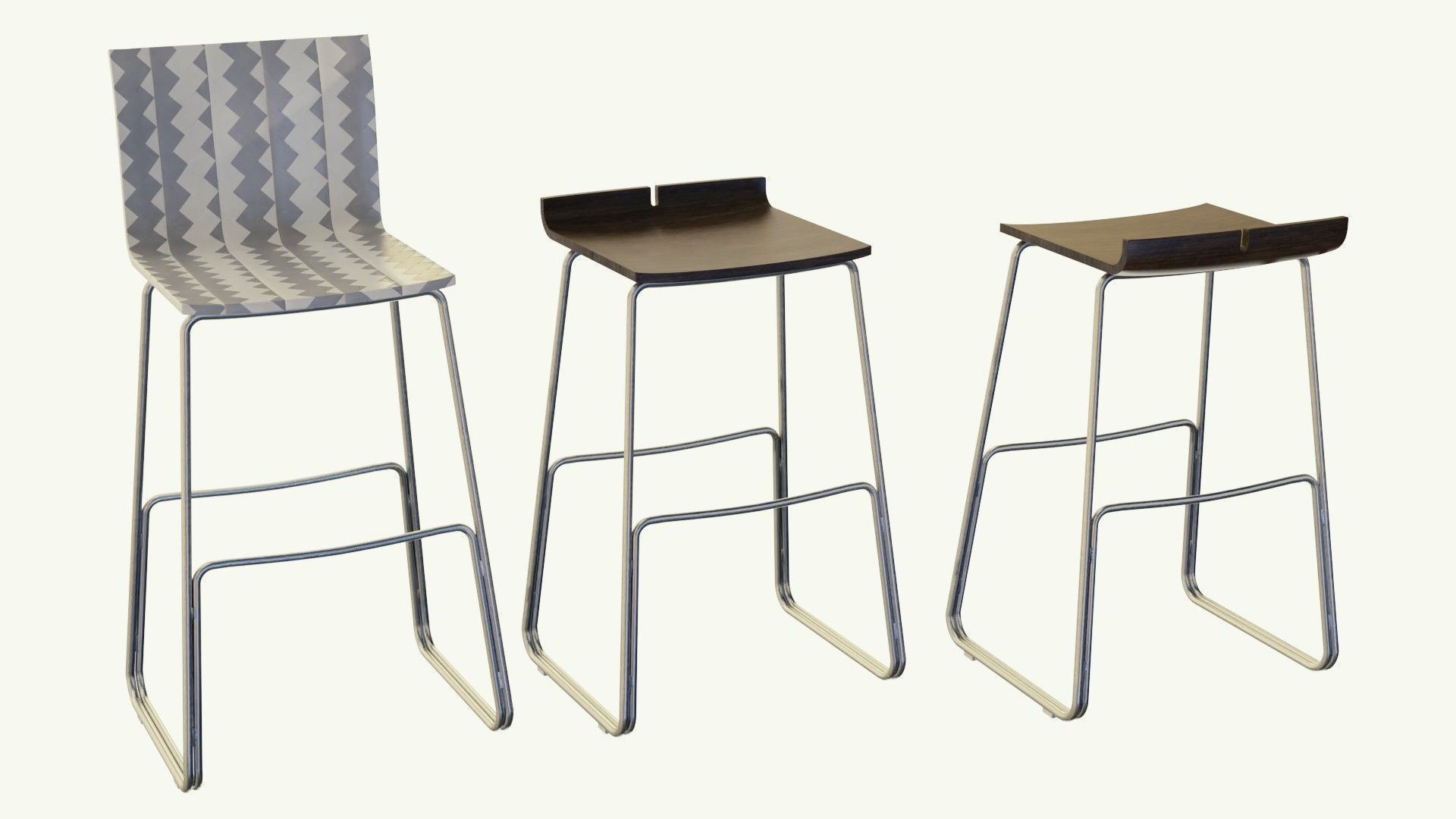 Barstool - models a and b Low-poly 3D model_1