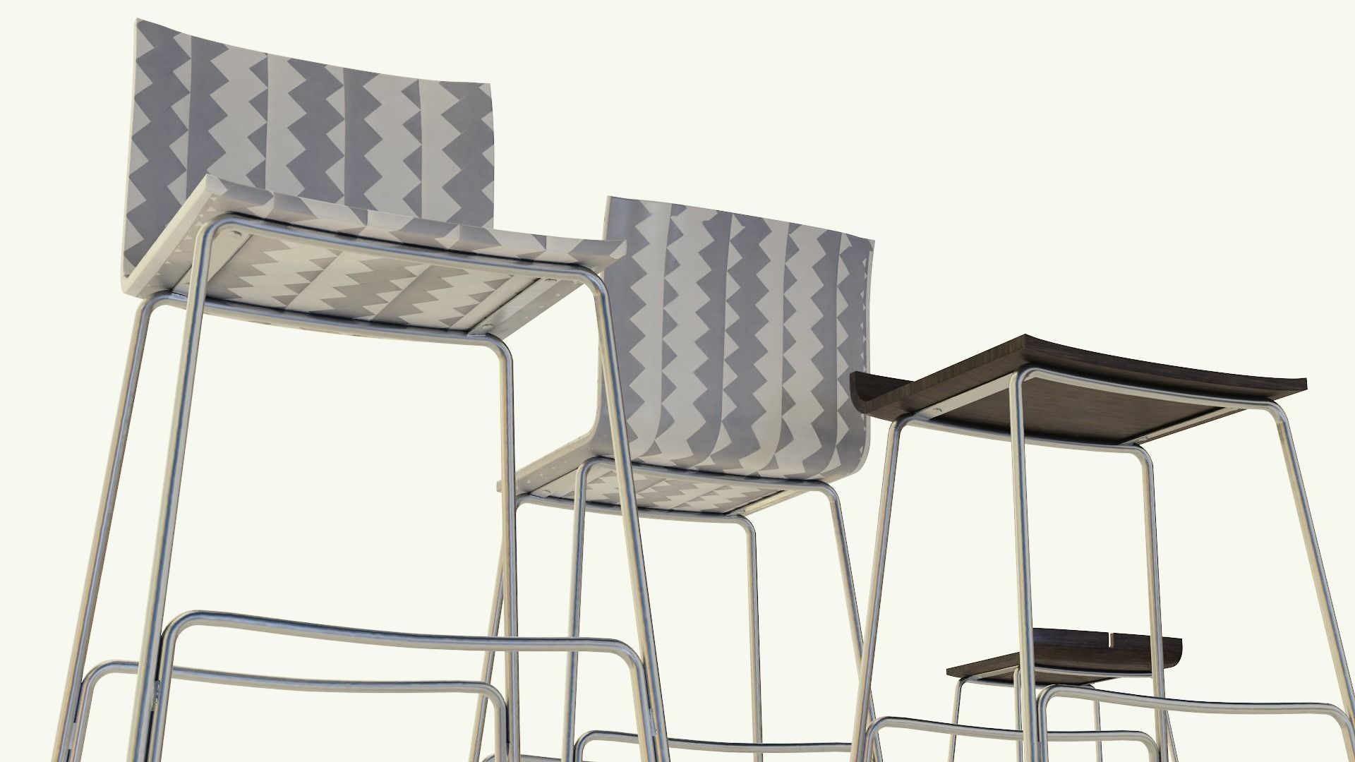Barstool - models a and b Low-poly 3D model_3