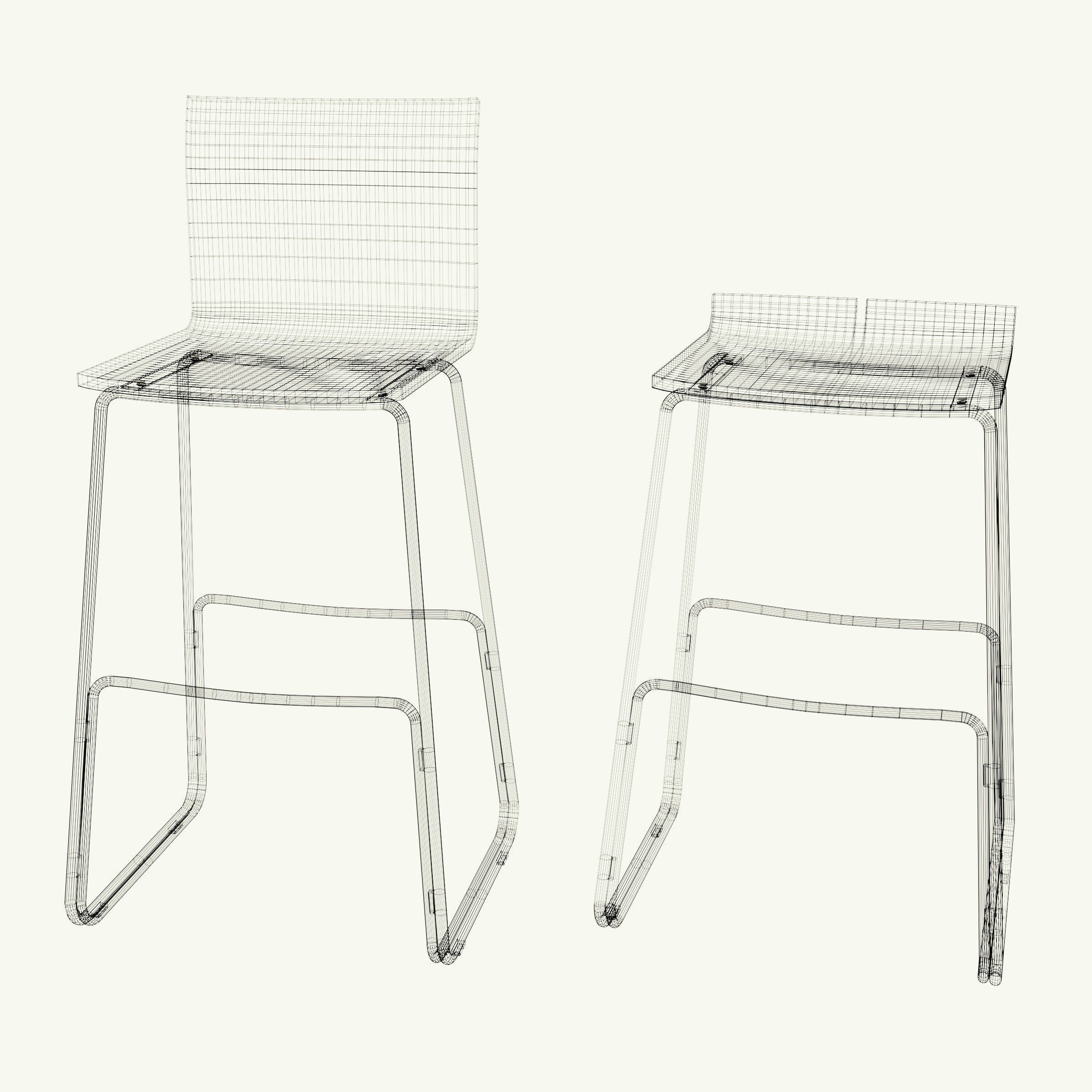 Barstool - models a and b Low-poly 3D model_7