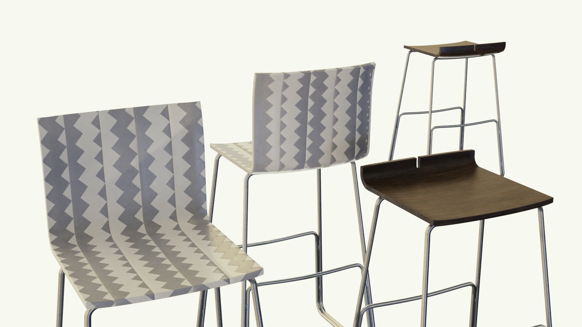 Barstool - models a and b Low-poly 3D model_2