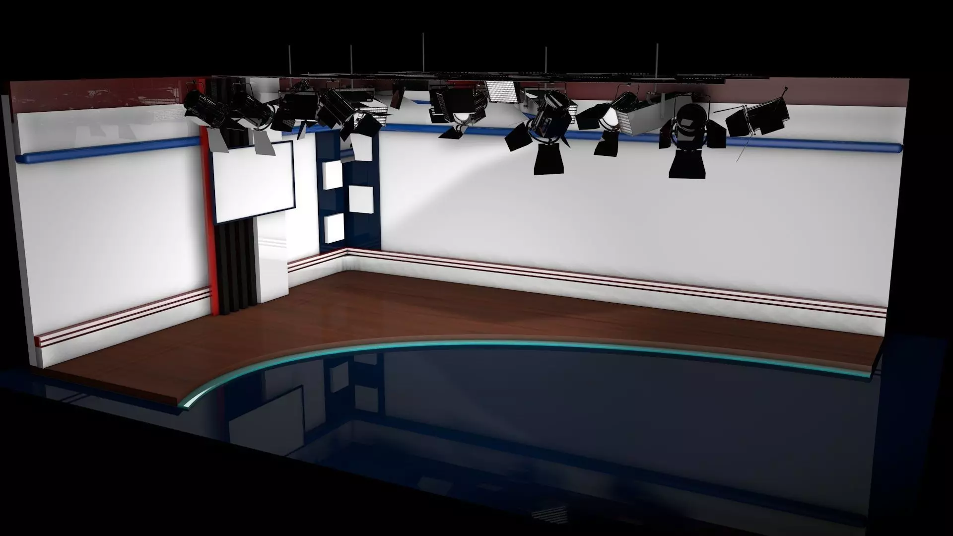 Virtual Studio 001 - News Studio 3D model_0