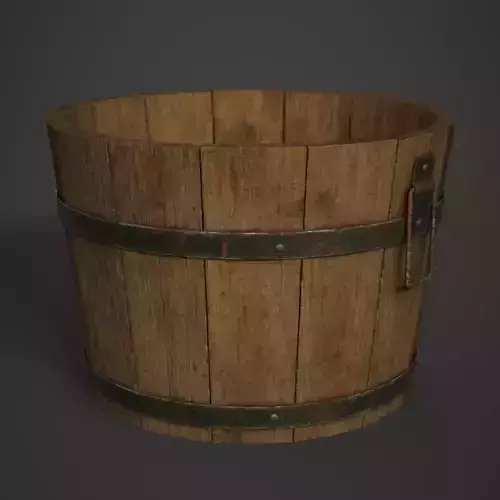 Wooden Bucket Low-poly 3D model
