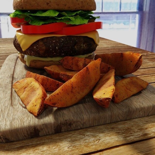 Cheese burger 3D model_3