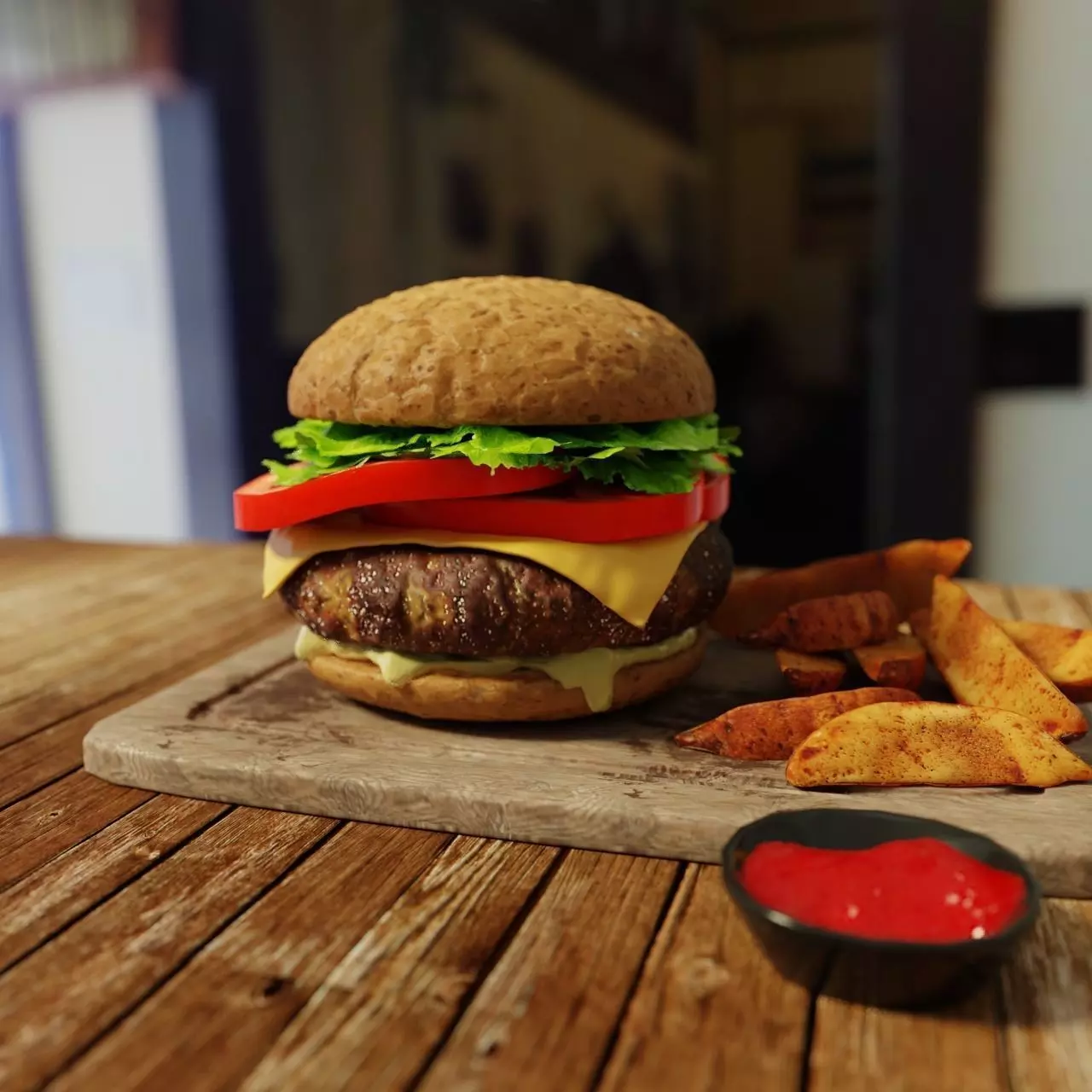 Cheese burger 3D model_0