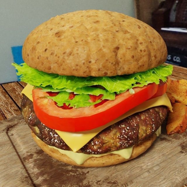 Cheese burger 3D model_2