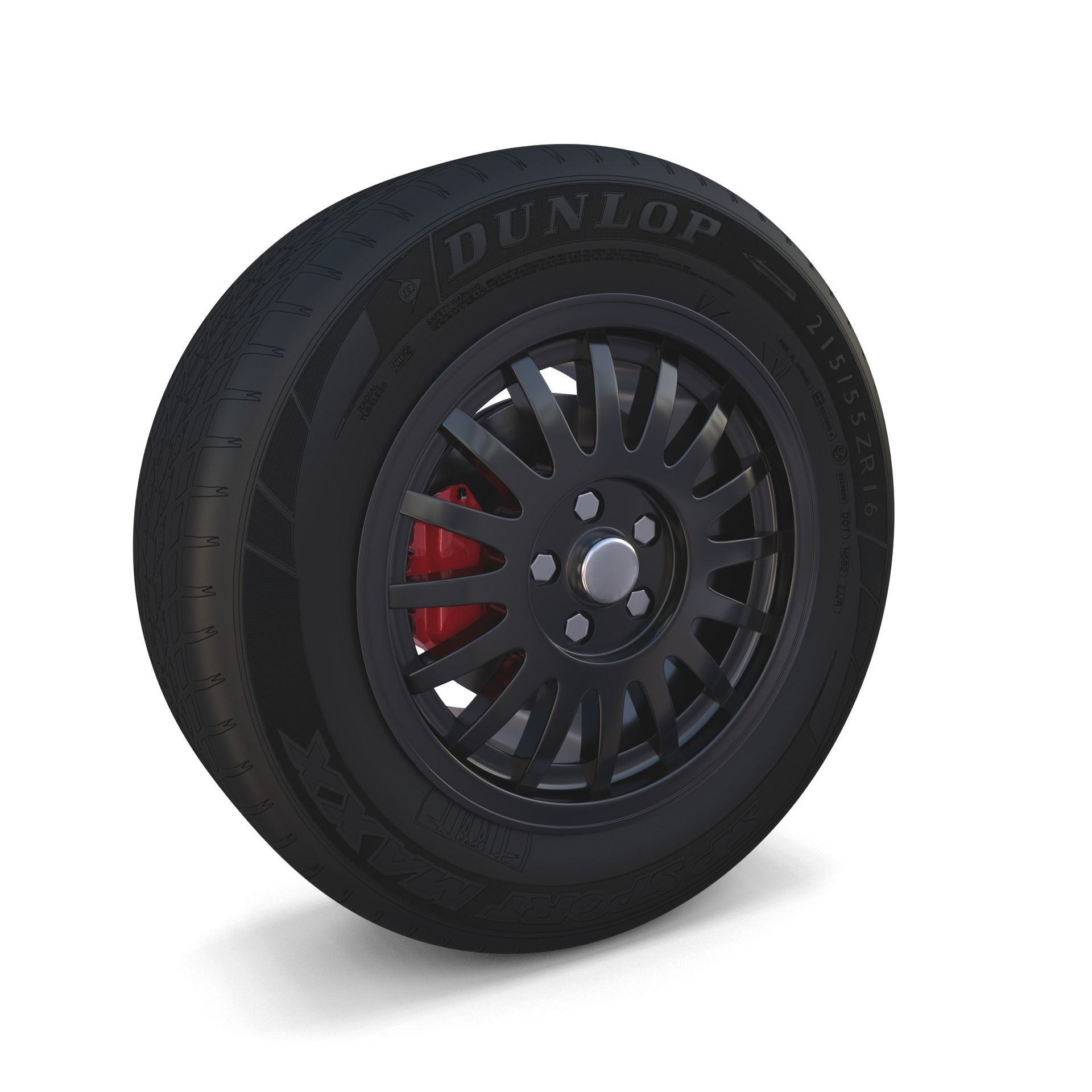 Generic Dark Alloy Wheel and Brake 3D model_3