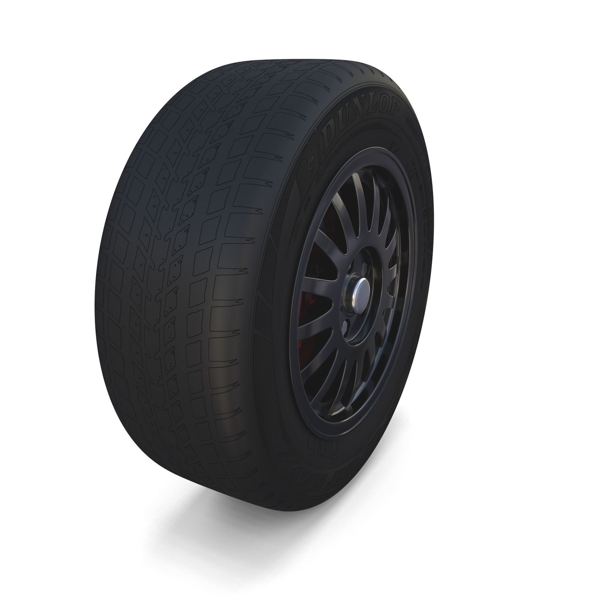 Generic Dark Alloy Wheel and Brake 3D model_5