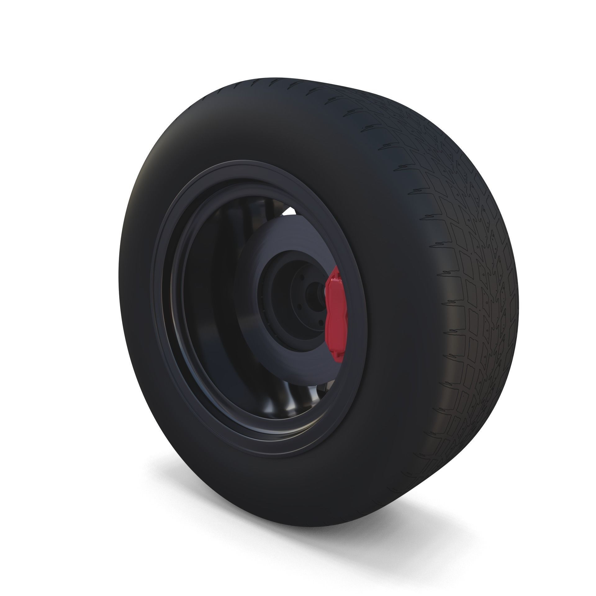 Generic Dark Alloy Wheel and Brake 3D model_1