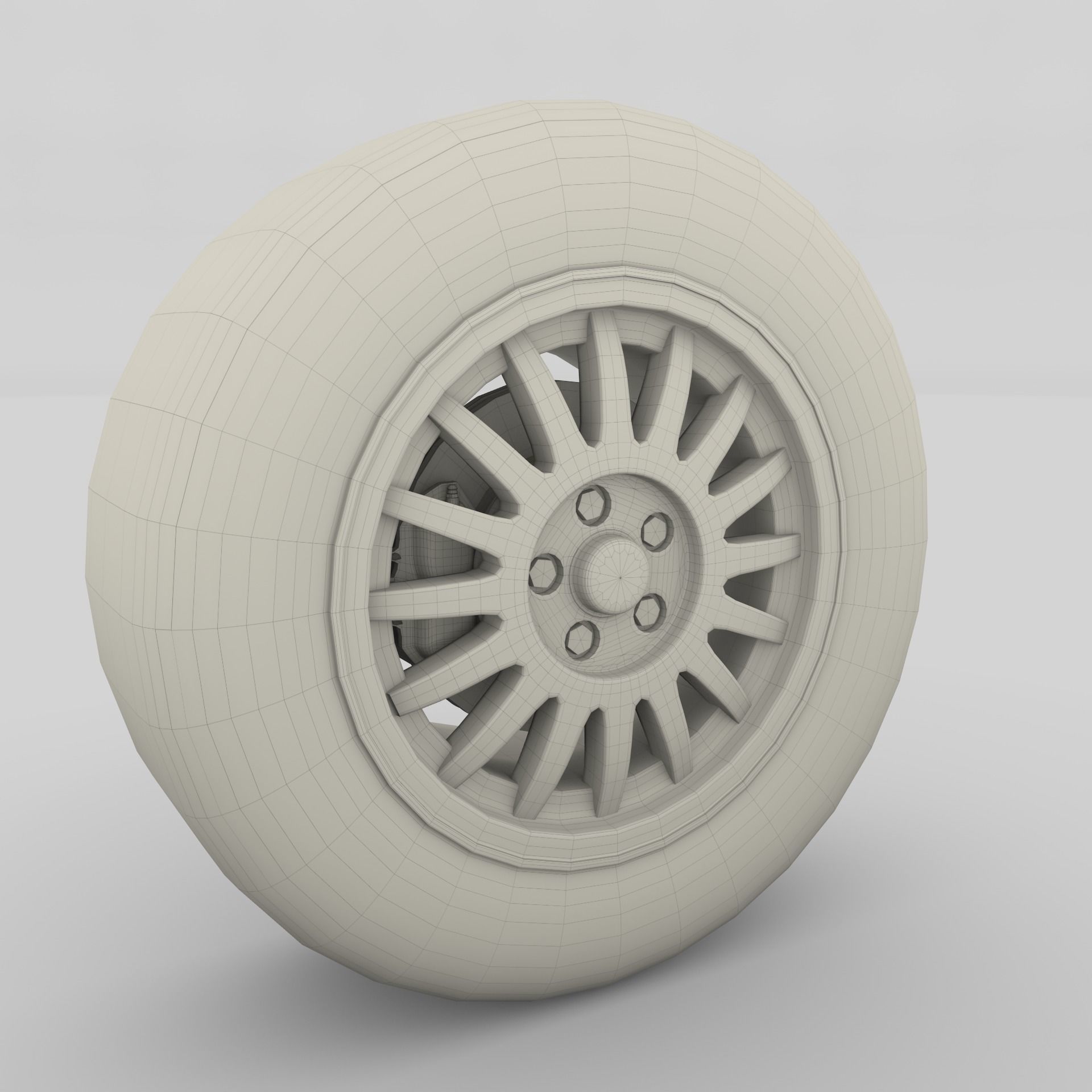 Generic Dark Alloy Wheel and Brake 3D model_8