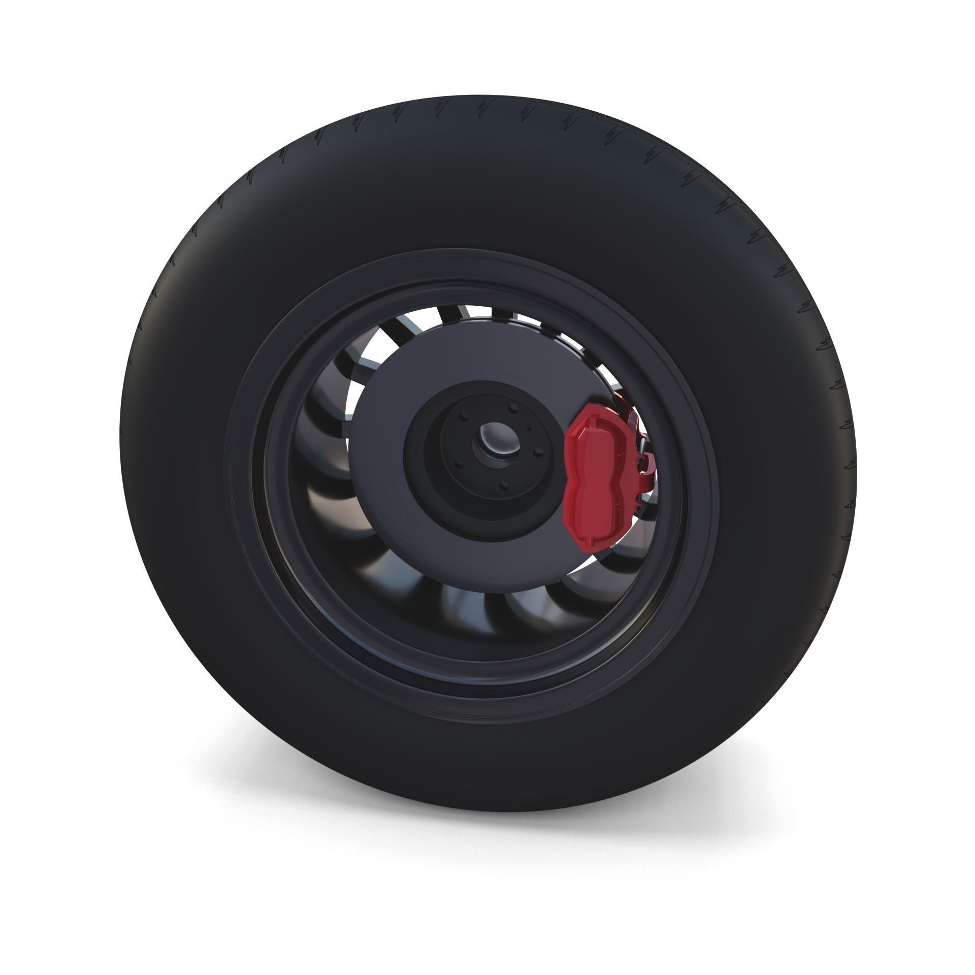 Generic Dark Alloy Wheel and Brake 3D model_4