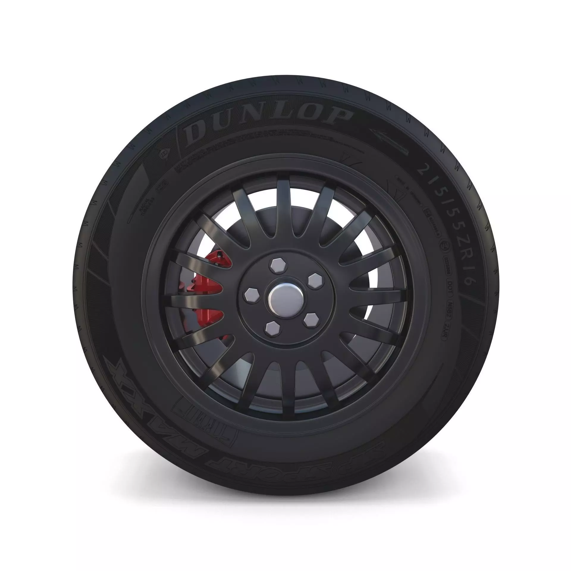 Generic Dark Alloy Wheel and Brake 3D model_0