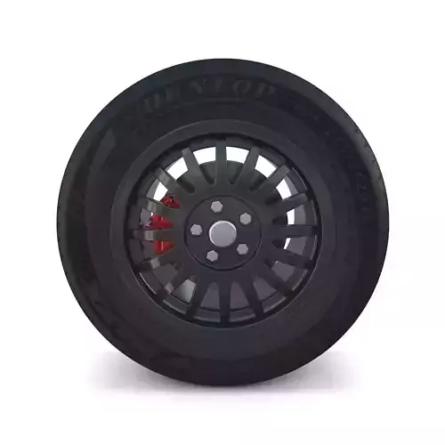Generic Dark Alloy Wheel and Brake 3D model