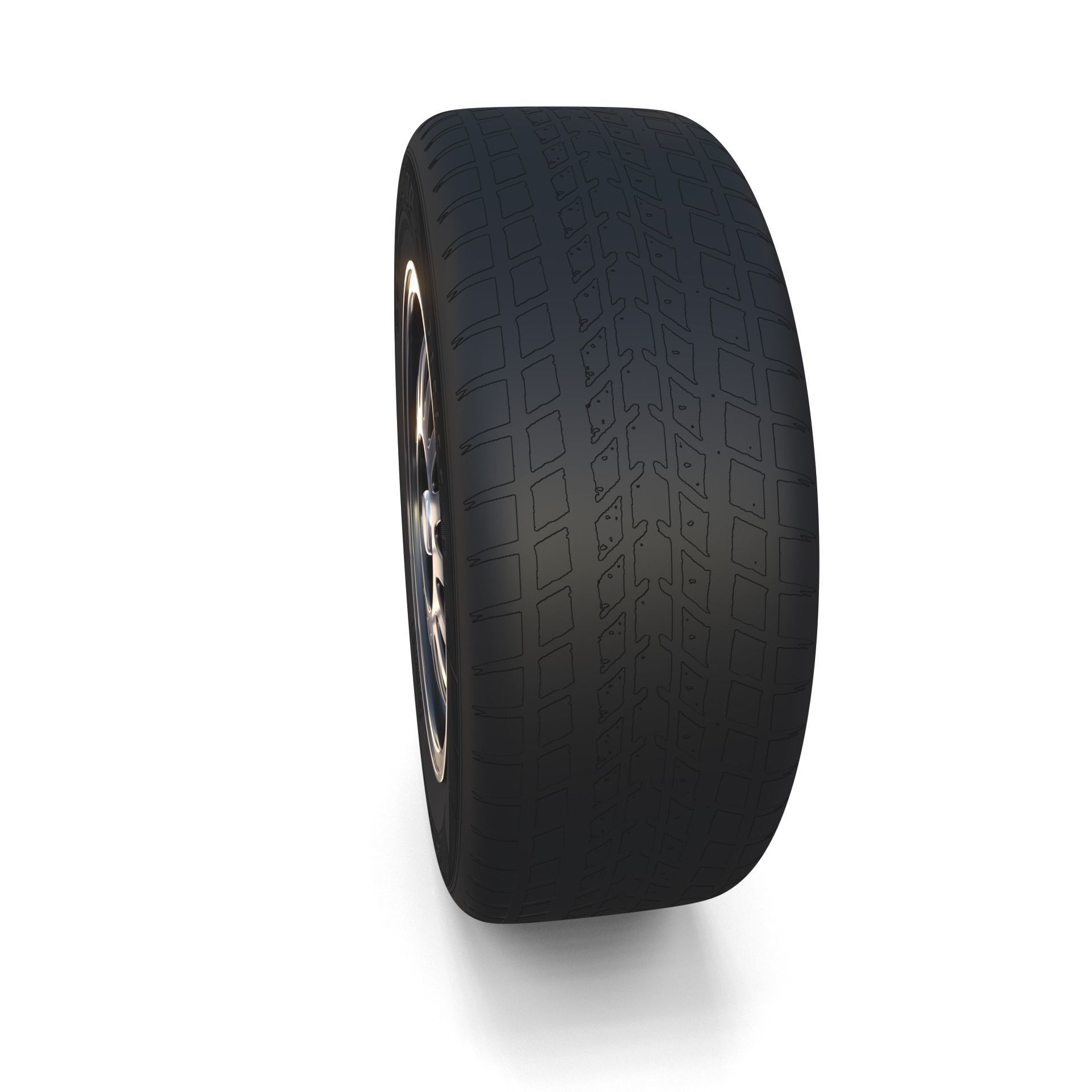 Generic Dark Alloy Wheel and Brake 3D model_2