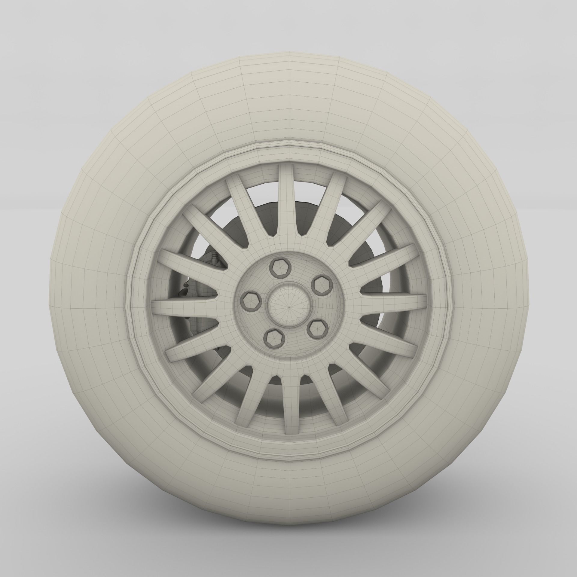 Generic Dark Alloy Wheel and Brake 3D model_13