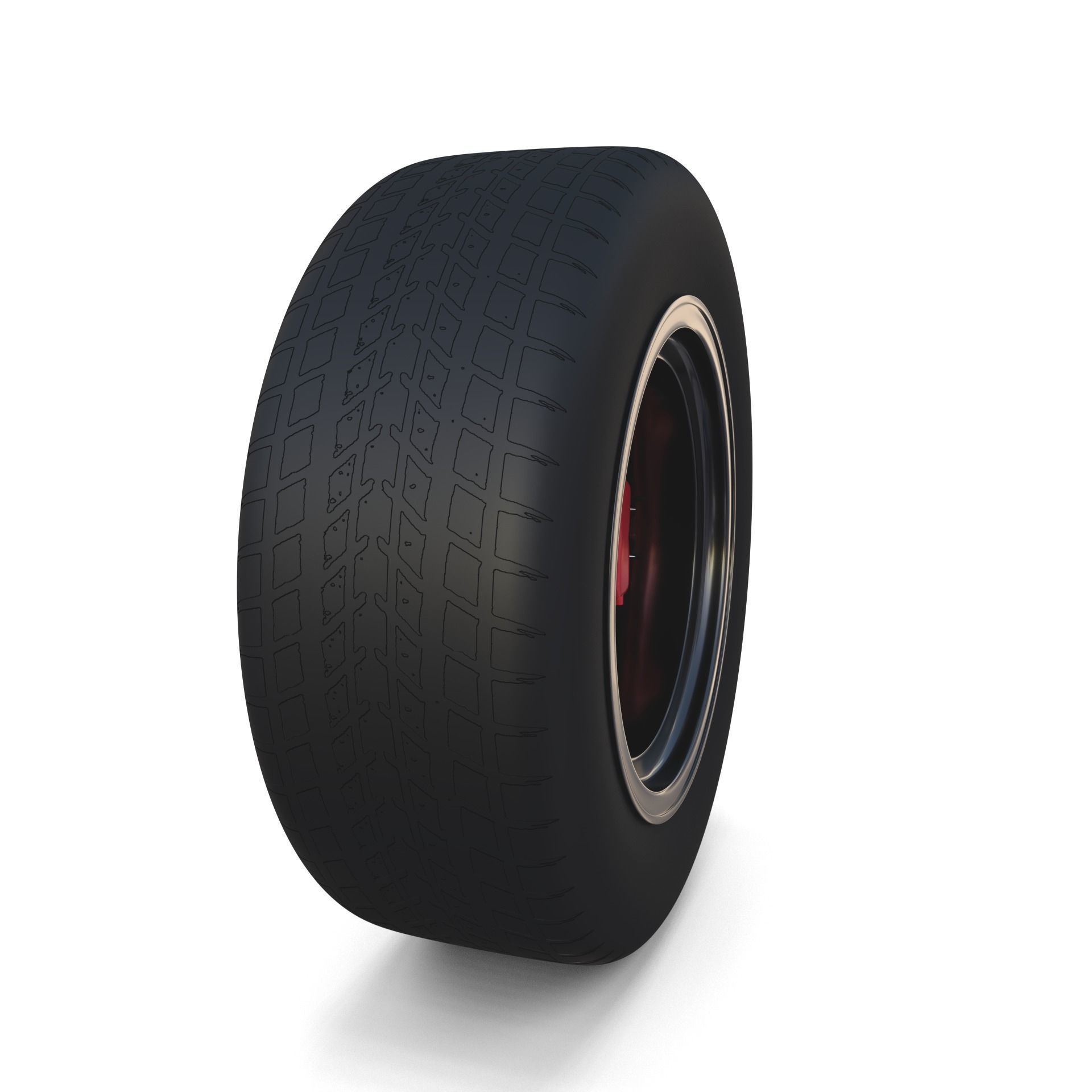 Generic Dark Alloy Wheel and Brake 3D model_12