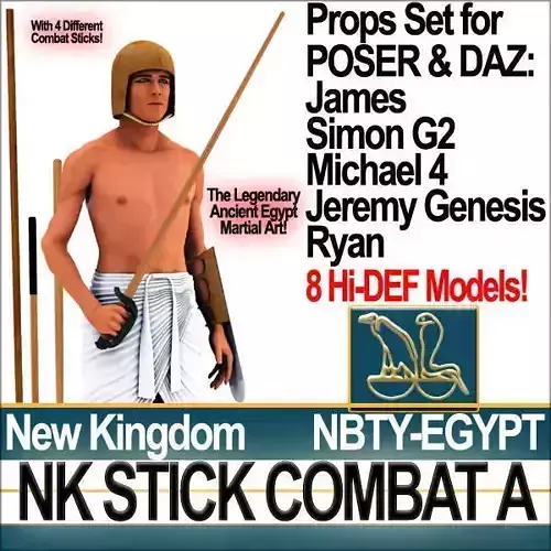 Ancient Egyptian Stick Combat NK Props Poser Daz A 3D model