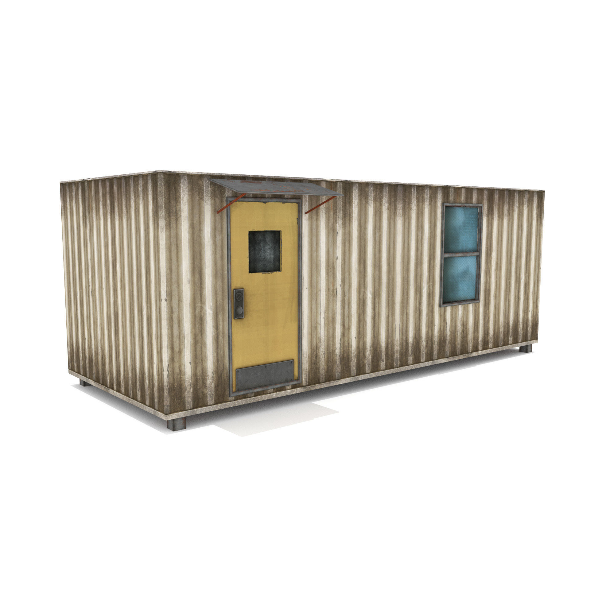 Cabin Containers - White Low-poly 3D model_11
