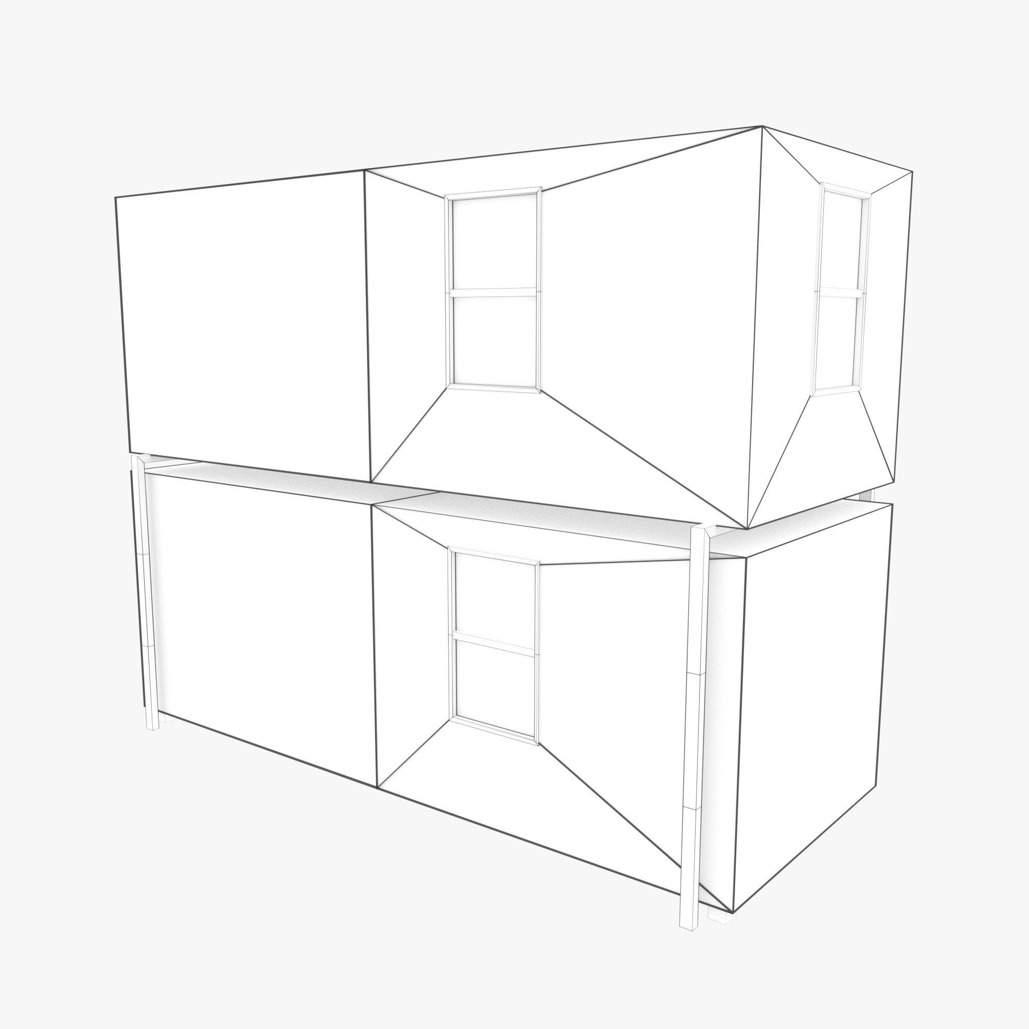 Cabin Containers - White Low-poly 3D model_6