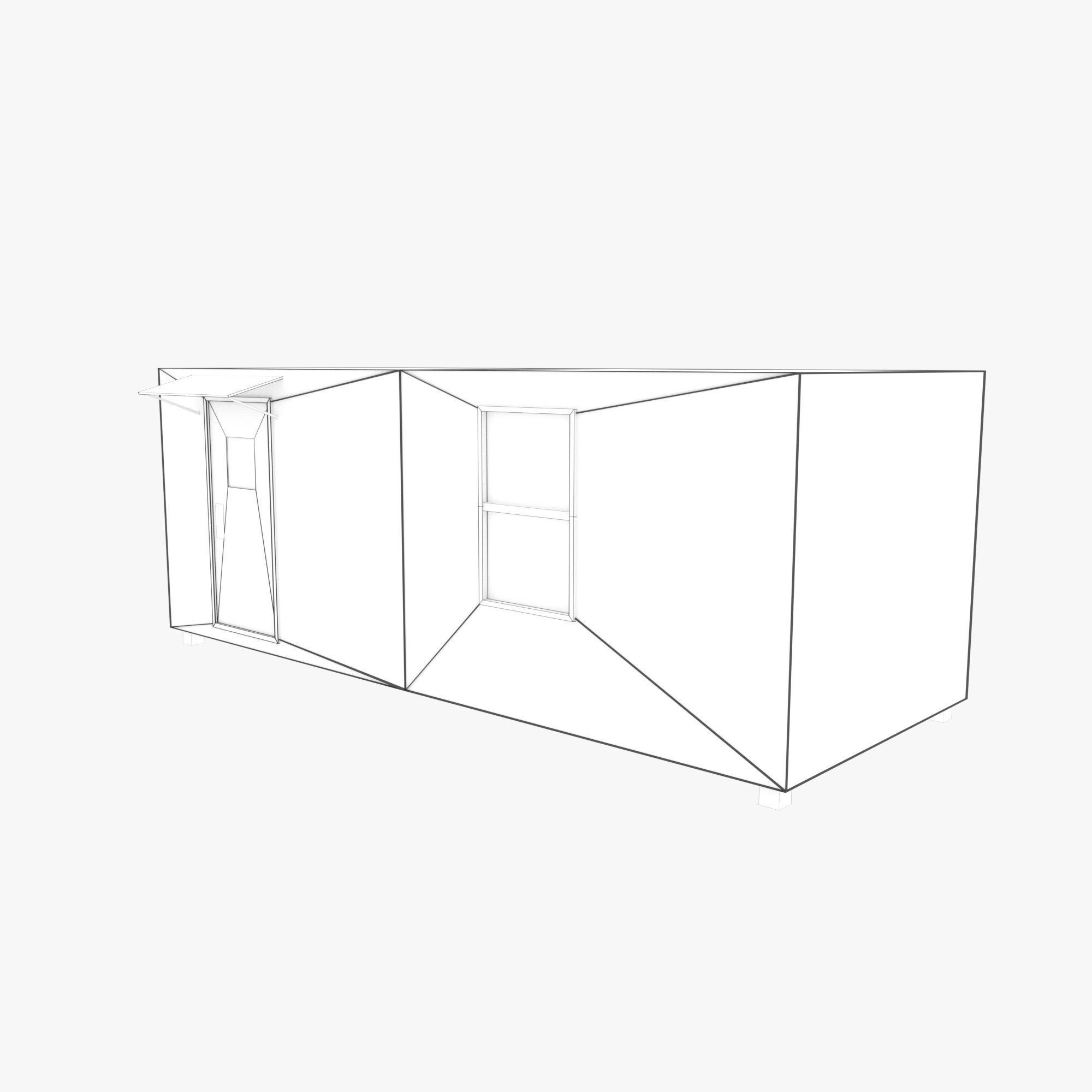 Cabin Containers - White Low-poly 3D model_10