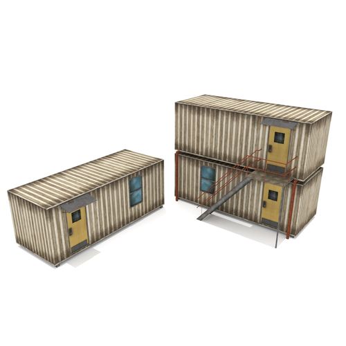 Cabin Containers - White Low-poly 3D model