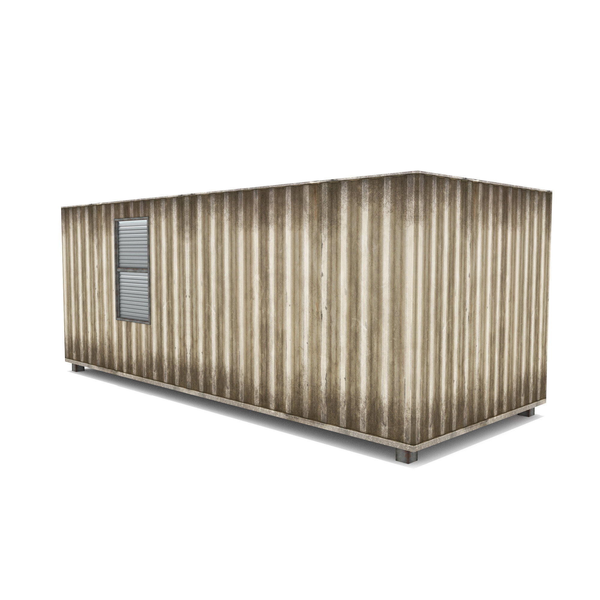 Cabin Containers - White Low-poly 3D model_12