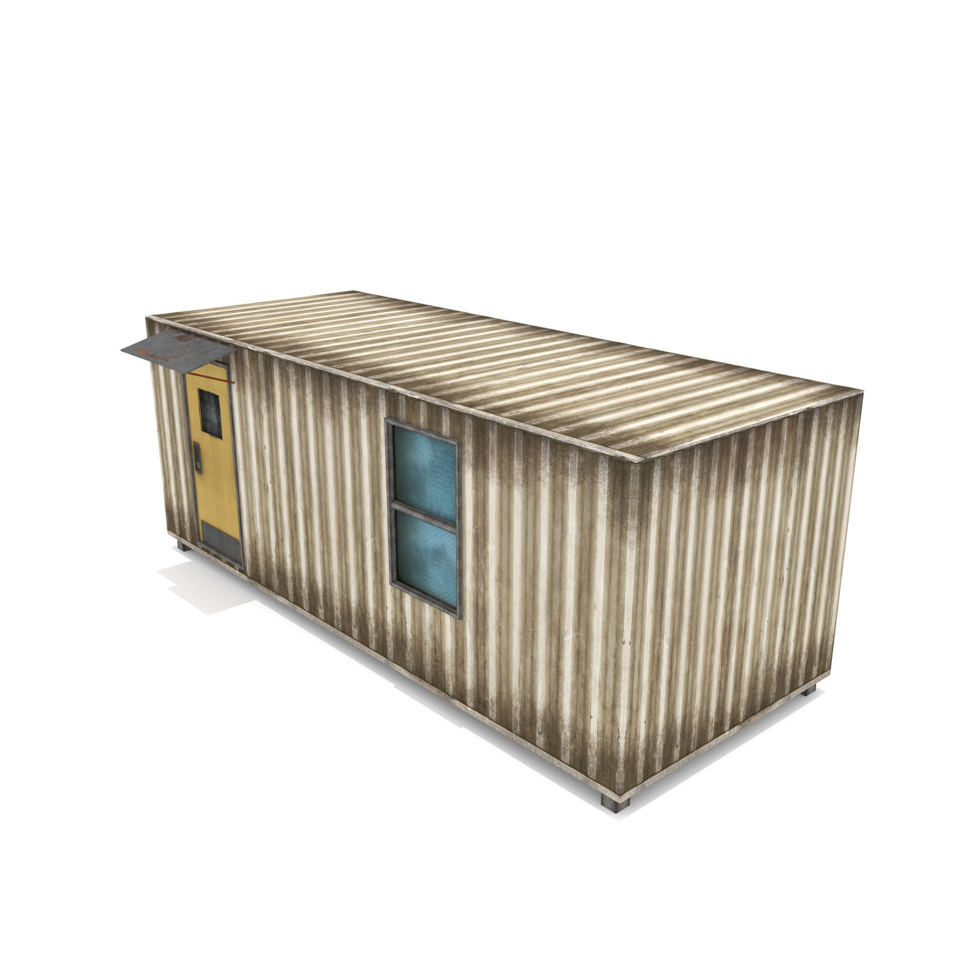 Cabin Containers - White Low-poly 3D model_9
