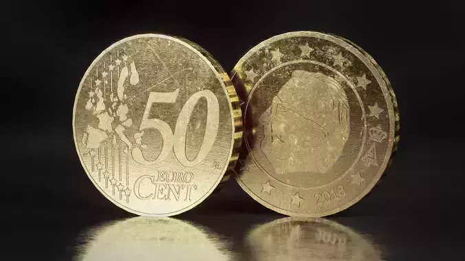 Realistic 50 Cent - Euro - Low poly 3D model Low-poly 3D model