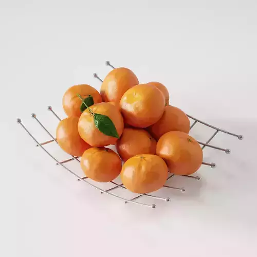 mandarine tangerines in wire basket 3D model