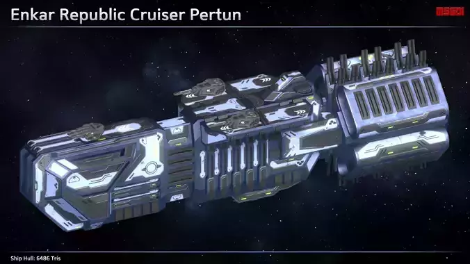 Spaceship Enkar Republic Cruiser Pertun Low-poly 3D model