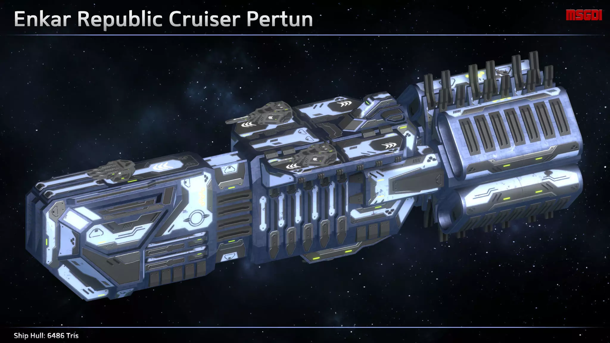Spaceship Enkar Republic Cruiser Pertun Low-poly 3D model_0