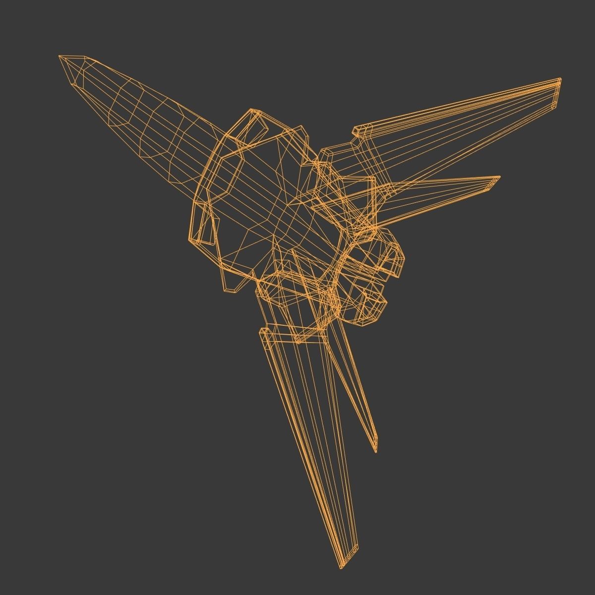 SpaceCraft fighter jet Low-poly 3D model_20