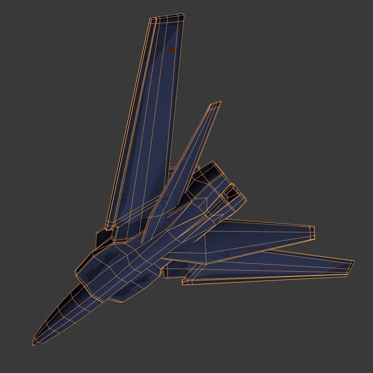 SpaceCraft fighter jet Low-poly 3D model_12