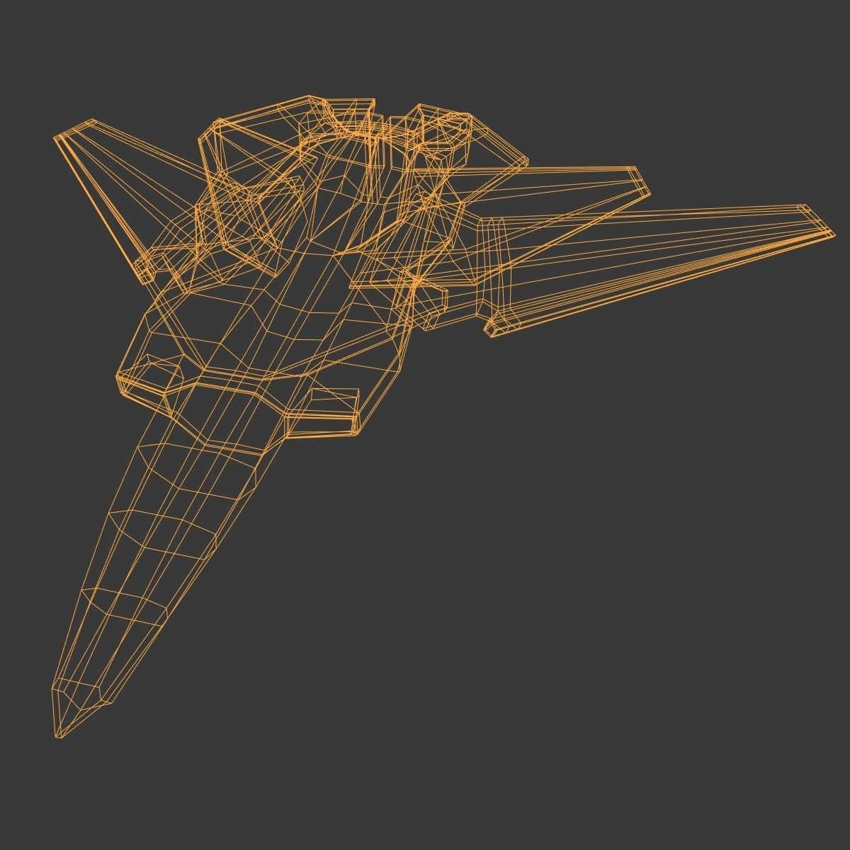 SpaceCraft fighter jet Low-poly 3D model_14